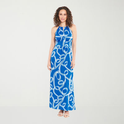 London Style Sleeveless Circles Maxi Dress