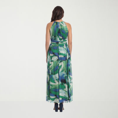 London Style Sleeveless Abstract Maxi Dress