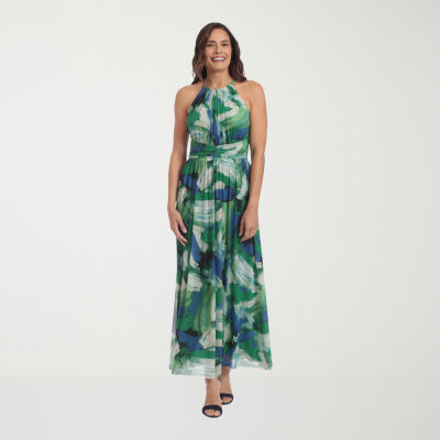 London Style Womens Sleeveless Abstract Maxi Dress