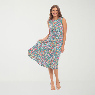 Maggy London Intl Sleeveless Floral Midi Fit + Flare Dress