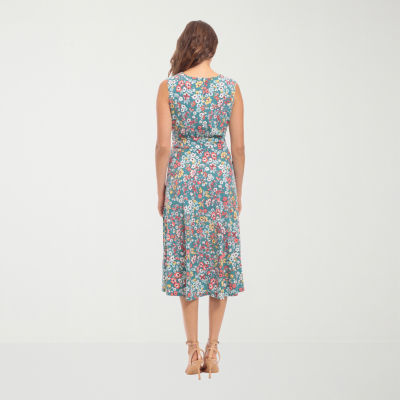 Maggy London Intl Sleeveless Floral Midi Fit + Flare Dress