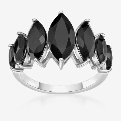 Womens Genuine Black Onyx Sterling Silver Marquise Cocktail Ring