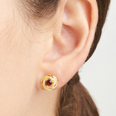 Lab Created Red Ruby 18K Gold Over Silver 10.6mm Stud Earrings