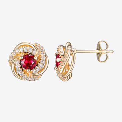 Lab Created Red Ruby 18K Gold Over Silver 10.6mm Stud Earrings