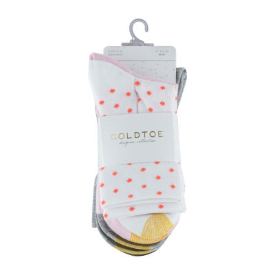 Gold Toe Polka Dot Midi Womens 6 Pair Crew Socks