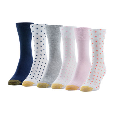 Gold Toe Polka Dot Midi Womens 6 Pair Crew Socks