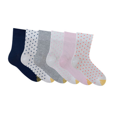 Gold Toe Polka Dot Midi Womens 6 Pair Crew Socks