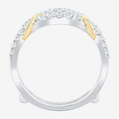Womens 1/2 CT. T.W. Lab Grown White Diamond 10K Two Tone Gold Ring Guard