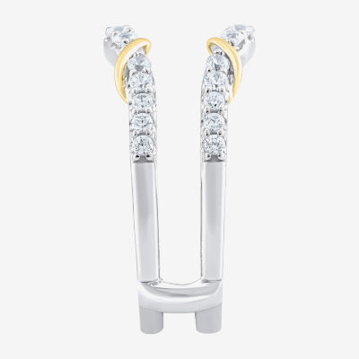 Womens 1/2 CT. T.W. Lab Grown White Diamond 10K Two Tone Gold Ring Guard