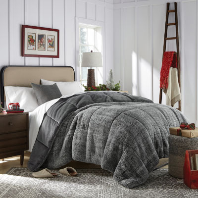 North Pole Trading Co. Solid Faux Mink To Faux Sherpa Reversible Comforter