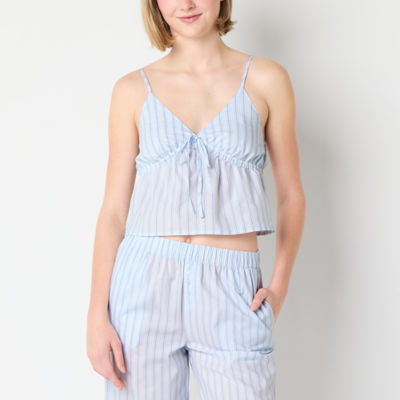 Arizona Body Womens Poplin V Neck Sleeveless Juniors Pajama Top