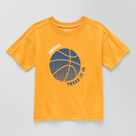 Okie Dokie Active Toddler & Little Boys Crew Neck Short Sleeve Regular Fit Graphic T-Shirt, 7, Yellow