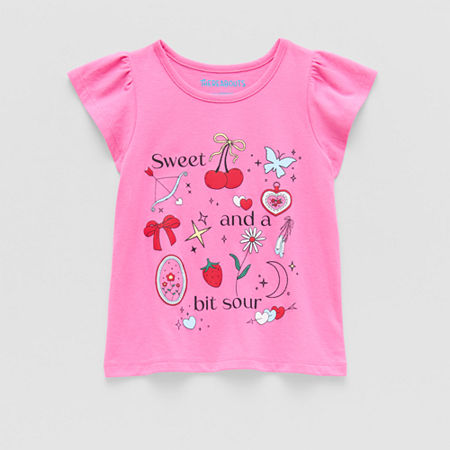 Thereabouts Little Girls Round Neck Short Sleeve Regular Fit Graphic T-Shirt, 4, Pink