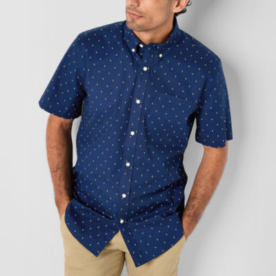 St. John's Bay Everyday Stretch Mens Classic Fit Short Sleeve Button-Down Shirt