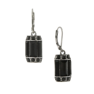 1928® Jewelry Silver-Tone Black Octagon Drop Earrings