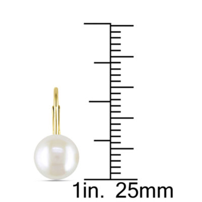 Cultured Freshwater Button Pearl 10K Yellow Gold Earrings