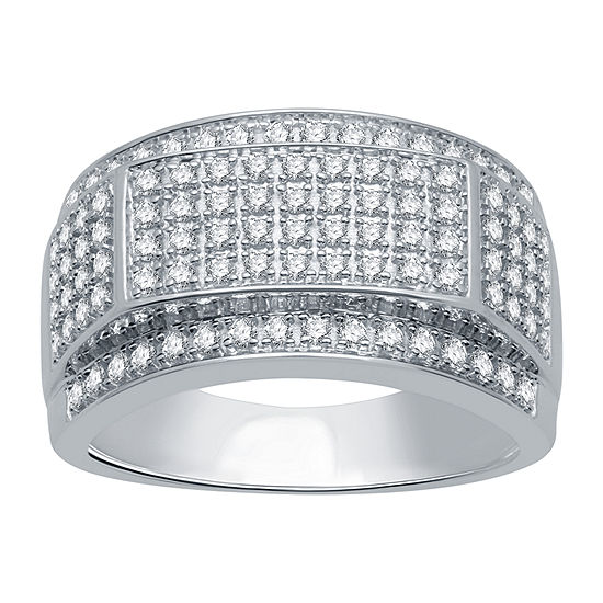 Mens 1 CT. T.W. Genuine Diamond 10K White Gold Fashion Ring