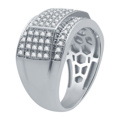 Mens 1 CT. T.W. Natural Diamond 10K White Gold Fashion Ring