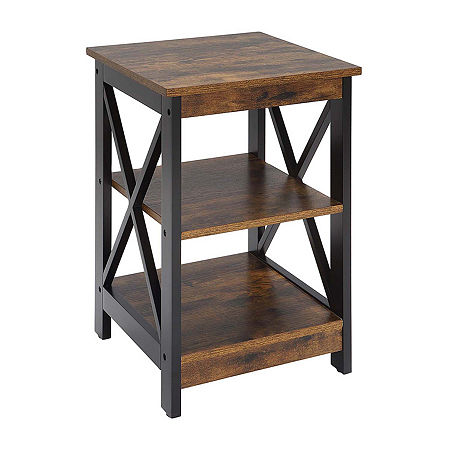 Oxford End Table With Shelves, One Size, Brown