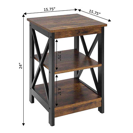 Oxford End Table With Shelves, One Size, Brown