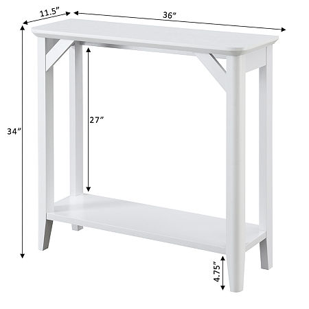 Winston Hall Table With Shelf, One Size, White