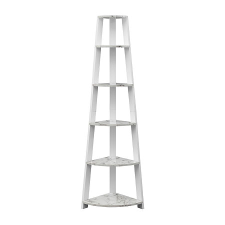 Newport 5 Tier Corner Bookshelf, One Size, White