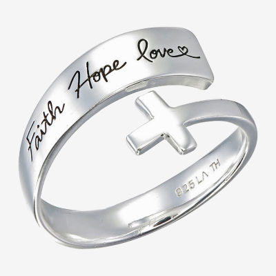 Footnotes Faith Womens Sterling Silver Cross Bypass  Band
