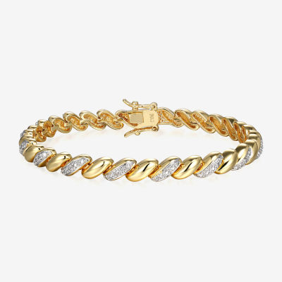 Sparkle Allure Fine Silver Plated Diamond Accent 18K Gold Over Brass 7.