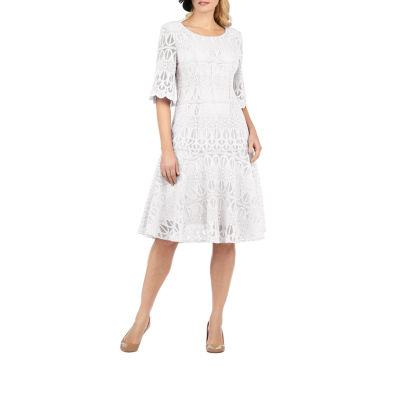 Giovanna Signature Womens Short Sleeve Midi Fit + Flare Dress