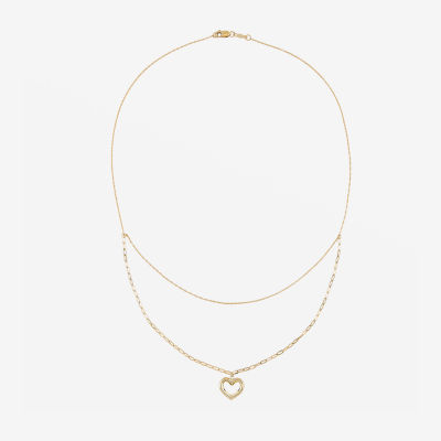 Womens 14K Gold Heart Pendant Necklace