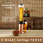Hammer + Axe 3 QuartBeer Tower Drink Dispenser with Pro-Pour Tap and Freeze Tube to Keep Beverages Ice Cold