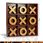 Refinery & Co. 10 Piece Premium Solid Wood Tic-Tac-Toe Board Game Giant Gold 14 Outdoor/Indoor Party Set Toy