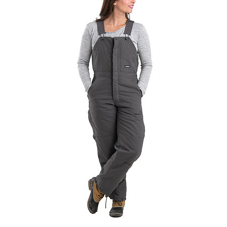 Berne Softstone Duck Womens Petite Insulated Workwear Overalls, Medium, Gray