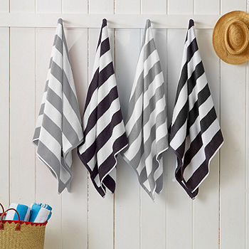 Dark Grey Beach Striped Towel