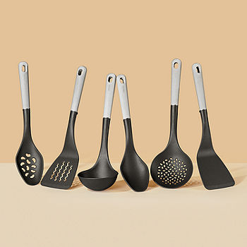 Cookward kitchen Utensil Set (6 pcs) Silicone & Wood Cooking Tools serving  spoon