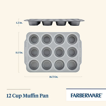 Farberware Nonstick Bakeware 12-Cup Muffin Pan Gray