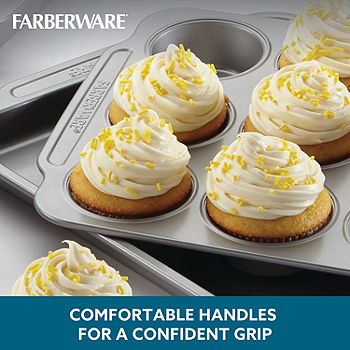 Farberware Nonstick Bakeware Muffin Cupcake and Sheet Pan Set, 4-Piece, Gray