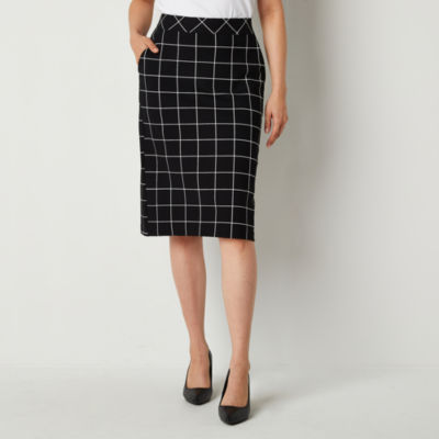 Liz Claiborne Womens Mid Rise Midi Pencil Skirt, Color: Black ...