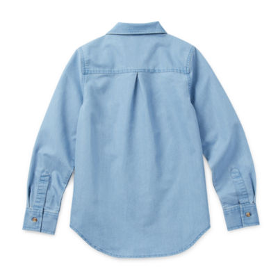 Thereabouts Little & Big Girls Long Sleeve Button-Down Shirt