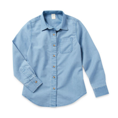 Thereabouts Little & Big Girls Long Sleeve Button-Down Shirt