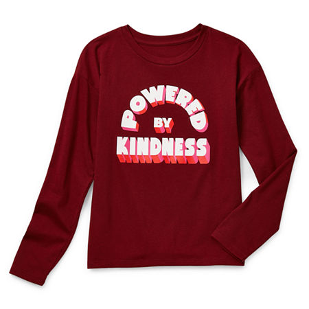 Thereabouts Little & Big Girls Round Neck Long Sleeve Graphic T-Shirt, Xx-small (4-5), Red