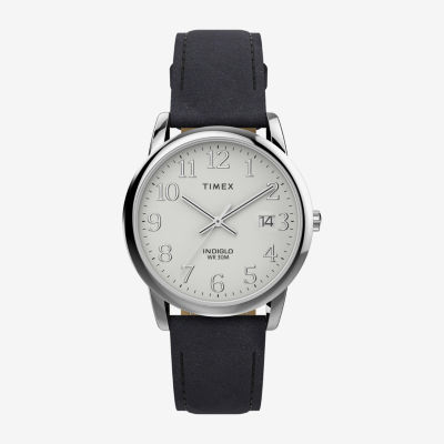 Timex Easy Reader Mens Black Leather Strap Watch Tw2w54300jt