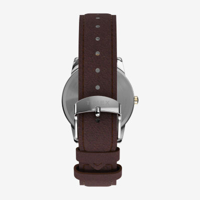 Timex Easy Reader Mens Brown Leather Strap Watch Tw2w54500jt