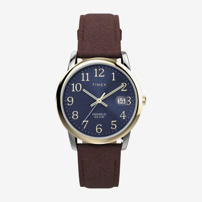 Timex Easy Reader Mens Brown Leather Strap Watch Tw2w54500jt