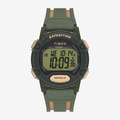 Timex Expedition Mens Chronograph Green Leather Strap Watch Tw4b30300jt