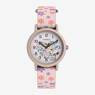 Timex Peanuts Womens Pink Strap Watch Tw2w33400jt