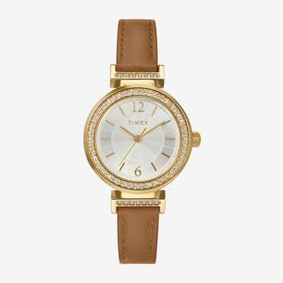 Timex Dress Womens Brown Leather Strap Watch Tw2w49000ji
