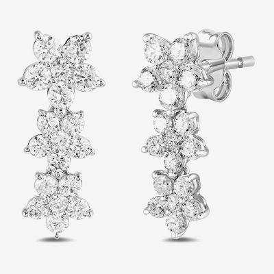 Diamond Blossom 1 CT. T.W. Lab Grown White 10K Gold Flower Drop Earrings