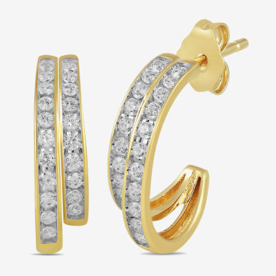 3/8 CT. T.W. Lab Grown White Diamond 10K Gold 14.4mm Hoop Earrings