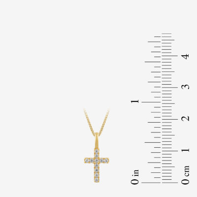Womens 1/ CT. T.W. Lab Grown White Diamond 10K Gold Cross Pendant Necklace